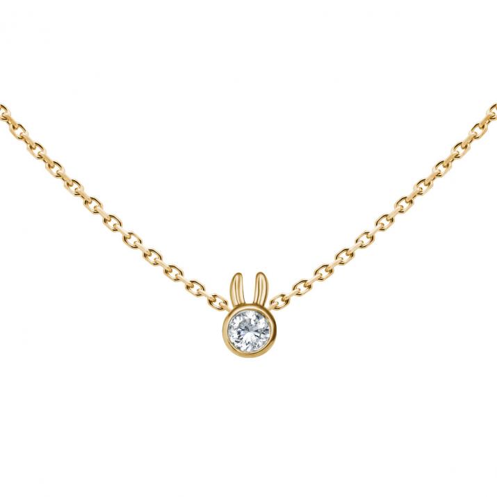  Collier Lapin sur chaîne avec diamant 0.05ct or jaune - Redline - 0++