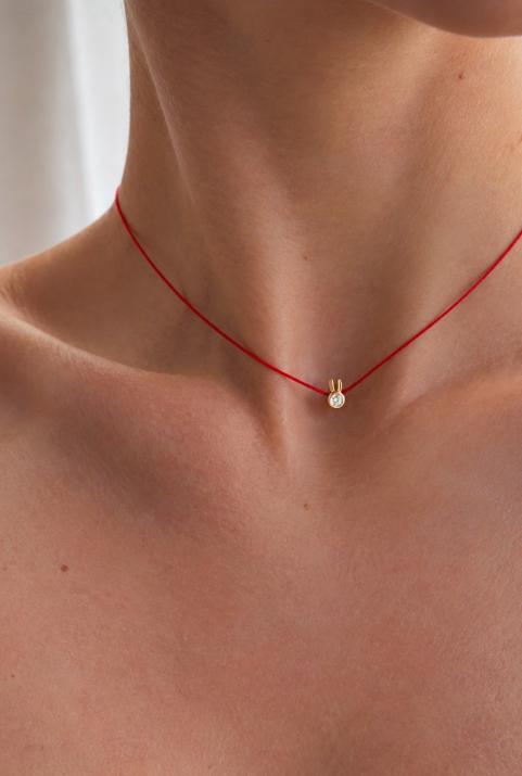 Collier Lapin sur fil avec diamant 0.05ct or jaune - Redline - 0++