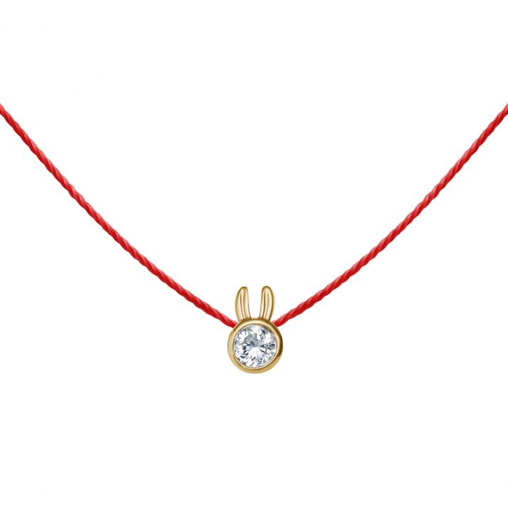 Collier Lapin sur fil avec diamant 0.05ct or jaune - Redline - 0++