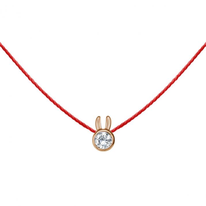 Collier Lapin sur fil avec diamant 0.05ct or rose - Redline - 0++