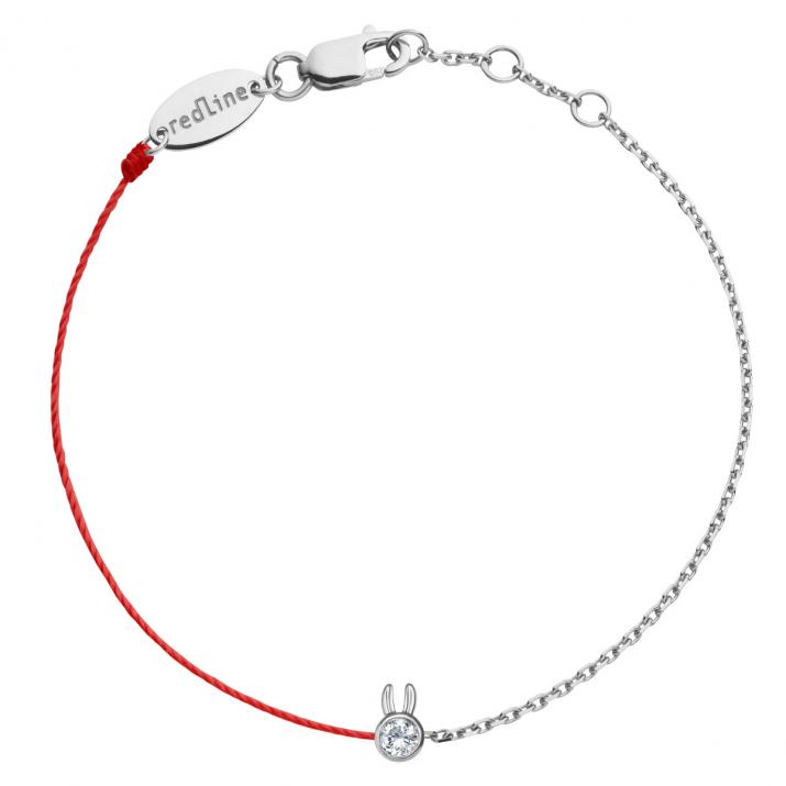 Bracelet Lapin mi-fil mi-chaîne avec diamant 0.05ct or blanc - Redline - 0++