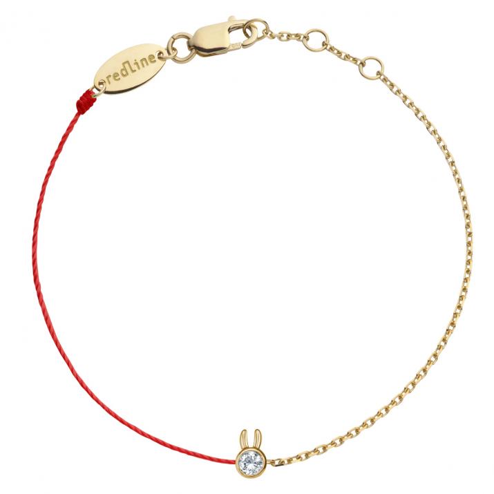 Bracelet Lapin mi-fil mi-chaîne avec diamant 0.05ct or jaune - Redline - 0++