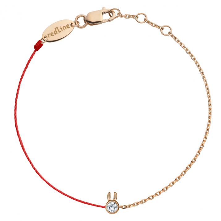 Bracelet Lapin mi-fil mi-chaîne avec diamant 0.05ct or rose - Redline - 0++