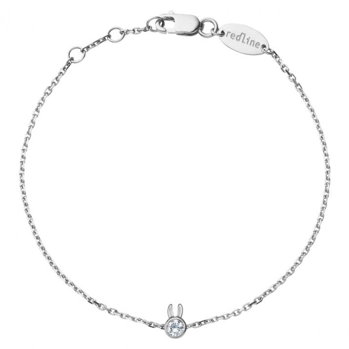 Bracelet Lapin sur chaîne avec diamant 0.05ct or blanc - Redline