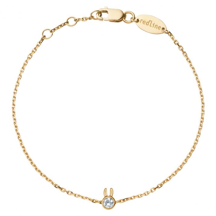 Bracelet Lapin sur chaîne avec diamant 0.05ct or jaune - Redline