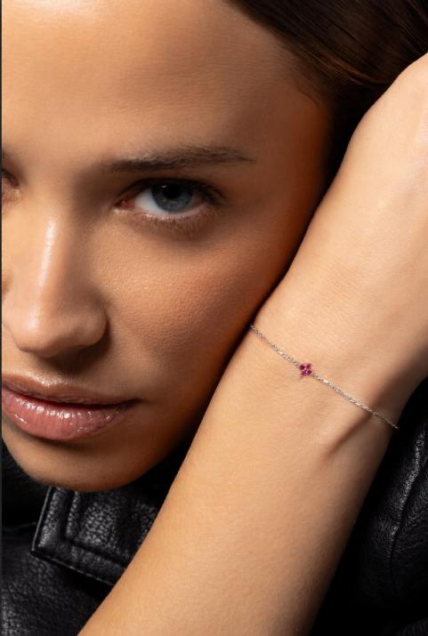 Bracelet Shiny Rubis Chaine Or Blanc - Redline - 0++