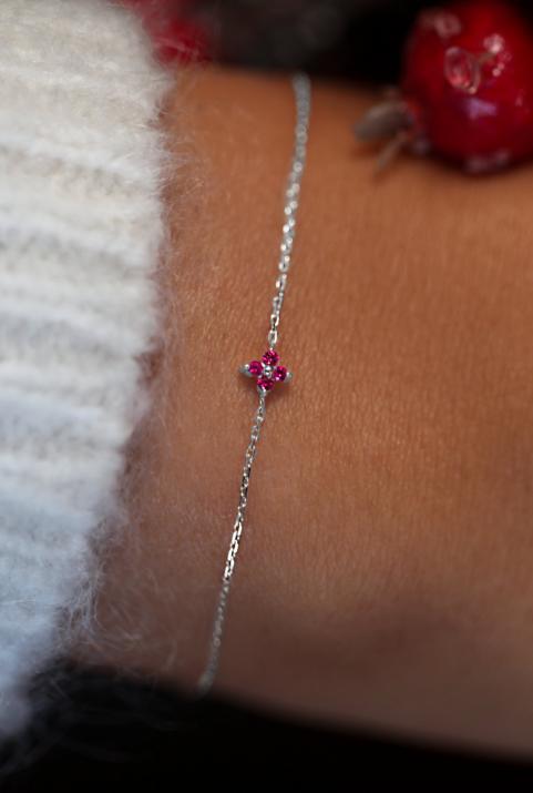 Bracelet Shiny Rubis Chaine Or Blanc - Redline - 0++