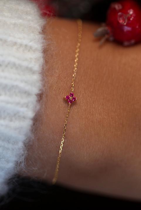 Bracelet Shiny Rubis Chaine Or Jaune - Redline - 0++