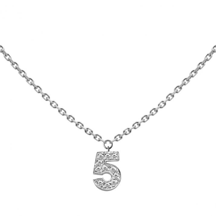 Collier My Number Diamants Chaine pavé Or blanc - Redline - 0++