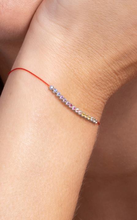 Bracelet Marilyn Rainbow Saphirs Fil Or Blanc - Redline - 0++