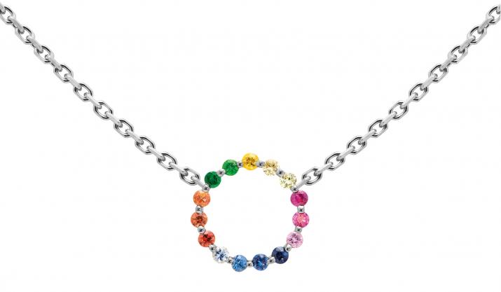 Collier Aurelange Rainbow Saphirs Chaine Or Blanc - Redline - 0++