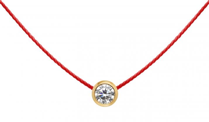 Collier fil avec diamant 0.10 carat en serti clos or jaune - Redline - 0++