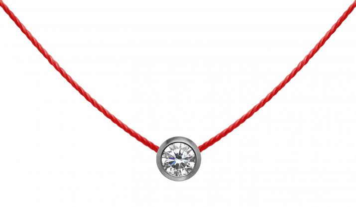 Collier fil avec diamant 0.10 carat en serti clos or noir - Redline - 0++