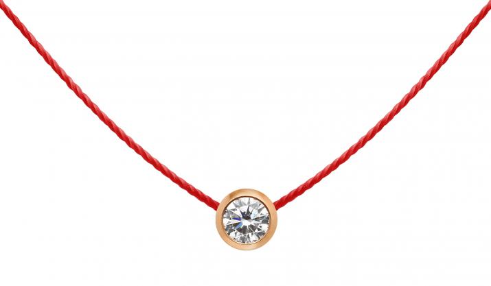 Collier fil avec diamant 0.10 carat en serti clos or rose - Redline - 0++