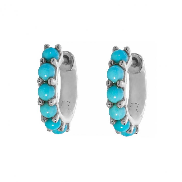 Boucle d'oreille Si Joli Mini Creole Turquoise Or Blanc - Redline - 0++