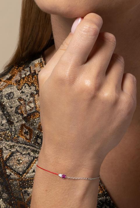 Bracelet Double Abby Rubis Or Blanc - Redline - 0++