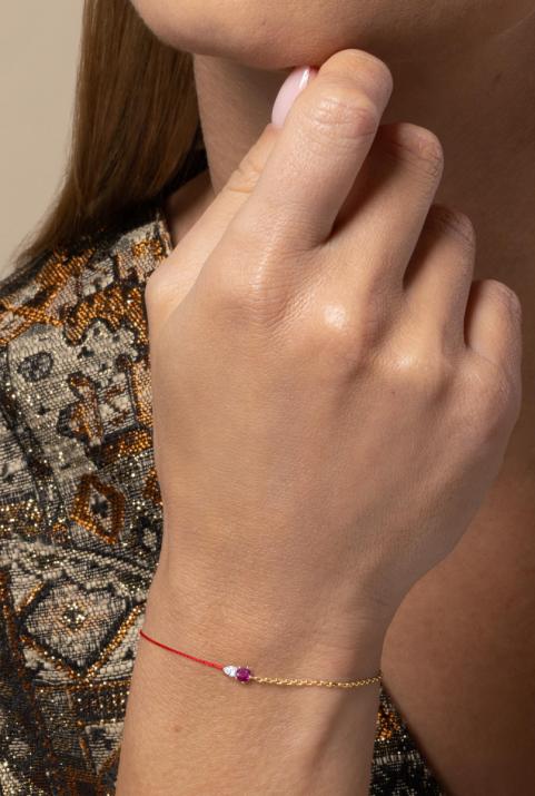 Bracelet Double Abby Rubis Or Jaune - Redline - 0++