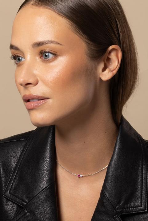 Collier Chaîne Abby Rubis Or Blanc - Redline - 0++