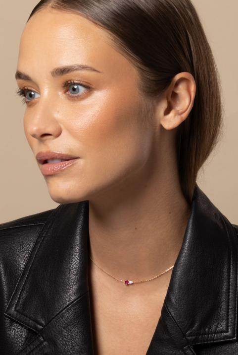 Collier Chaîne Abby Rubis Or Rose - Redline - 0++