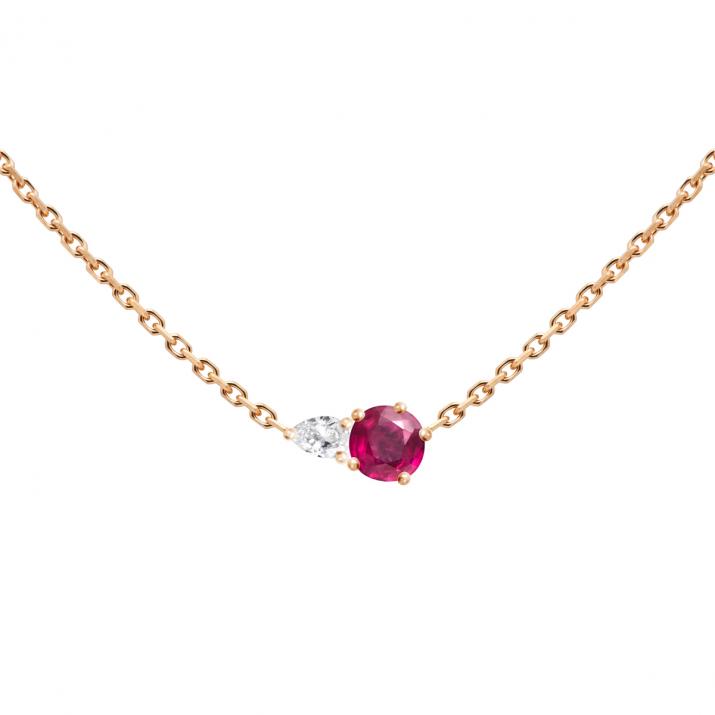 Collier Chaîne Abby Rubis Or Rose - Redline