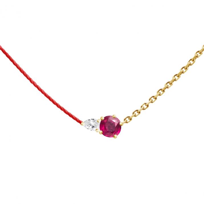 Collier Double Abby Rubis Or Jaune - Redline