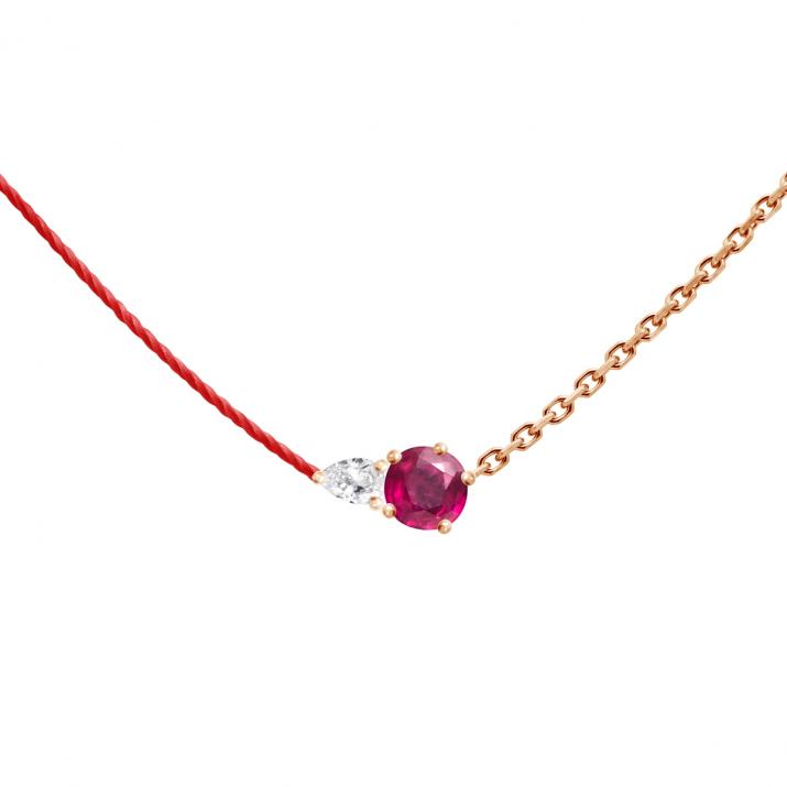 Collier Double Abby Rubis Or Rose - Redline