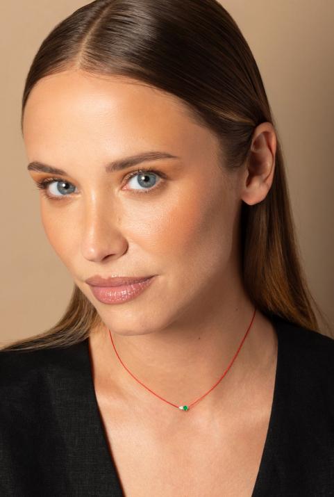 Collier Fil Abby Emeraude Or Rose - Redline - 0++