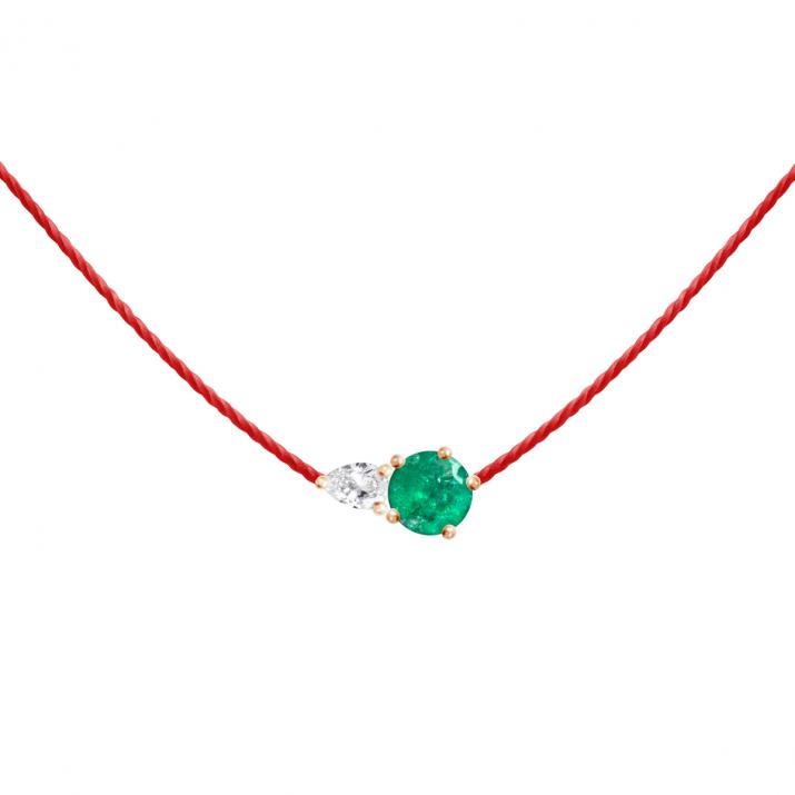 Collier Fil Abby Emeraude Or Rose - Redline
