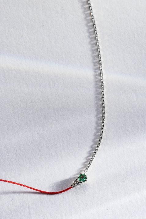Collier Double Abby Emeraude Or Blanc - Redline - 0++