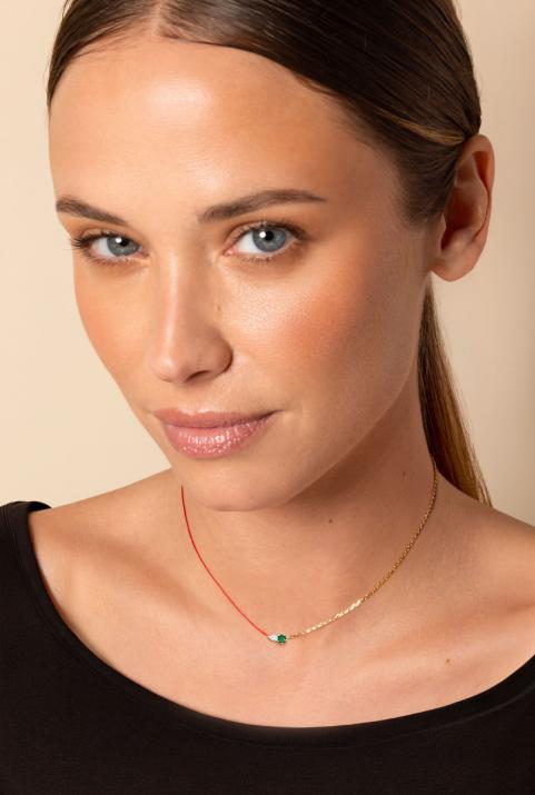 Collier Double Abby Emeraude Or Jaune - Redline - 0++