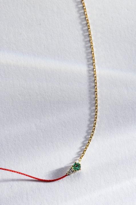 Collier Double Abby Emeraude Or Jaune - Redline - 0++