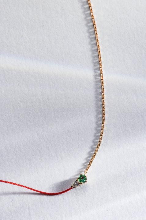 Collier Double Abby Emeraude Or Rose - Redline - 0++