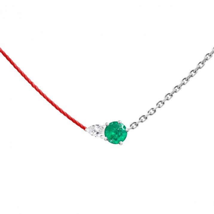 Collier Double Abby Emeraude Or Blanc - Redline - 0++