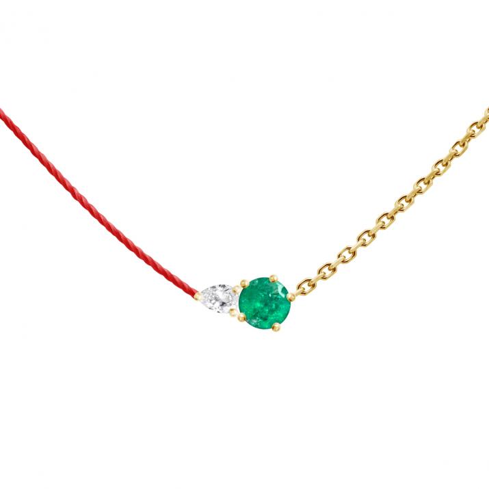 Collier Double Abby Emeraude Or Jaune - Redline - 0++