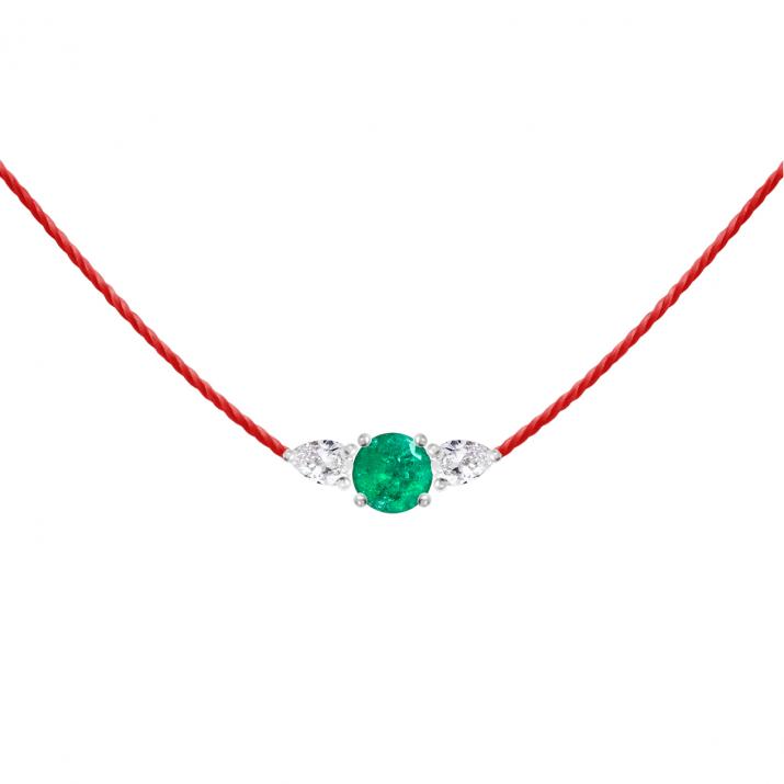 Collier Fil So Abby Emeraude Or Blanc - Redline