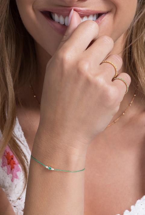 Bracelet Fil So Abby émeraude Or Rose - Redline - 0++