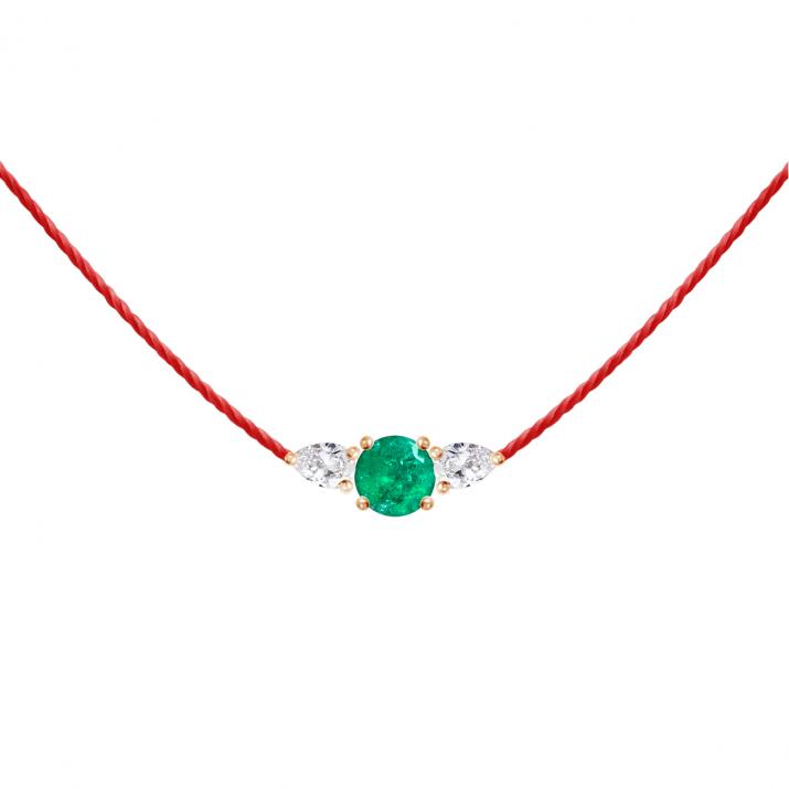 Collier Fil So Abby Emeraude Or Rose - Redline