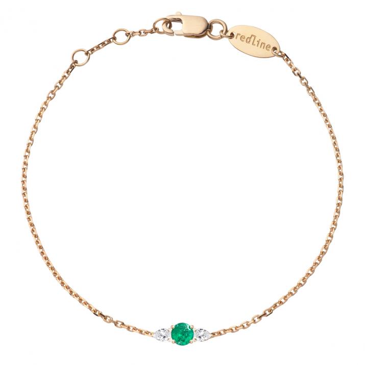 Bracelet Chaîne So Abby Emeraude Or Rose - Redline