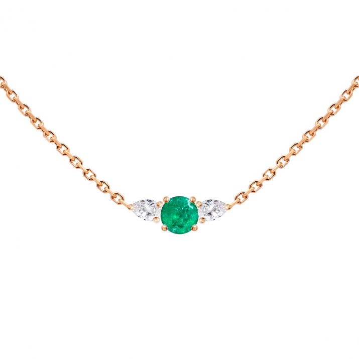 Collier Chaîne So Abby Emeraude Or Rose - Redline