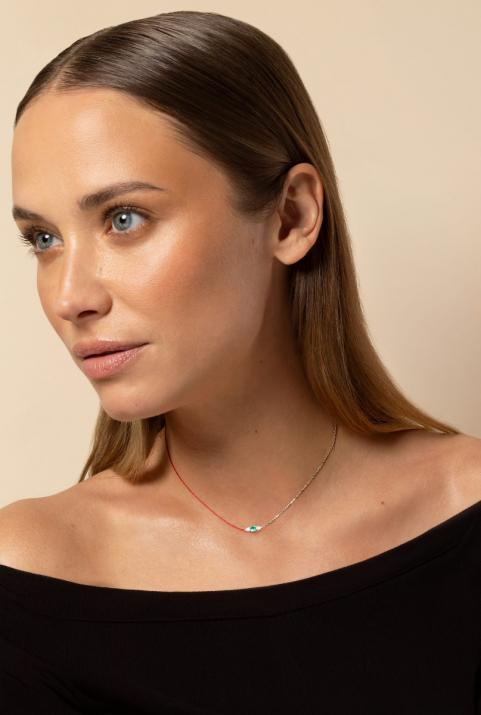 Collier Double So Abby Emeraude  Or Blanc - Redline - 0++