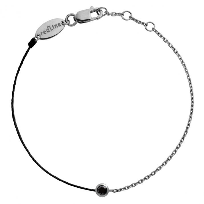 Bracelet homme fil et chaîne avec diamant noir 0.10 carat en serti clos or noir - Redline