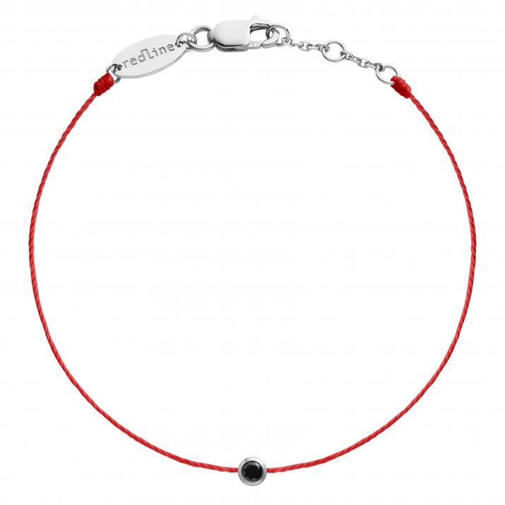 Bracelet fil avec diamant noir 0.10 carat en serti clos or blanc - Redline - 0++