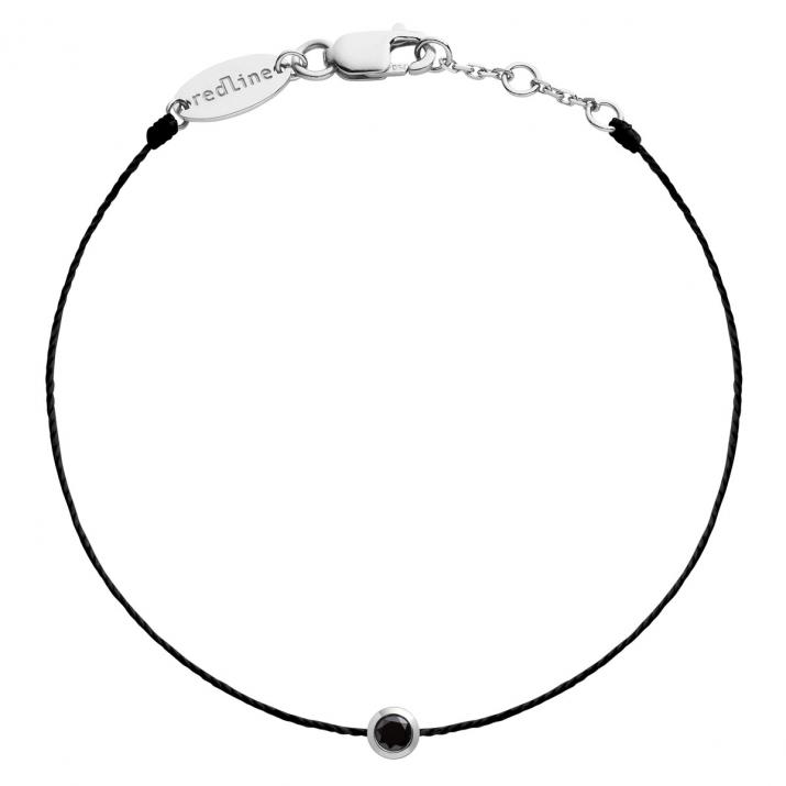 Bracelet homme fil avec diamant noir 0.10 carat en serti clos or blanc - Redline - 0++