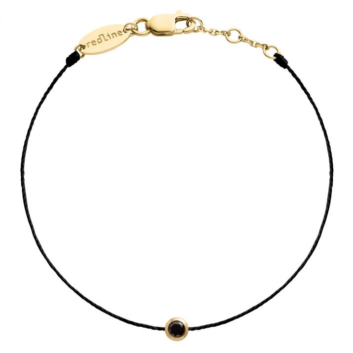 Bracelet homme fil avec diamant noir 0.10 carat en serti clos or jaune - Redline - 0++