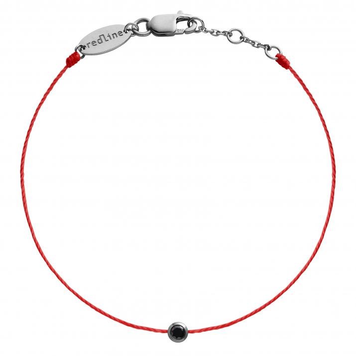 Bracelet homme fil avec diamant noir 0.10 carat en serti clos or noir - Redline - 0++