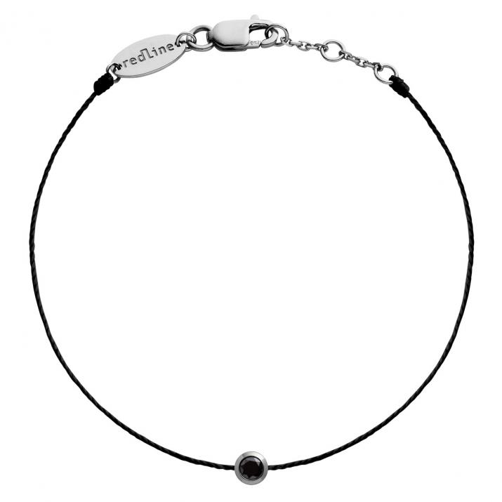Bracelet homme fil avec diamant noir 0.10 carat en serti clos or noir - Redline - 0++