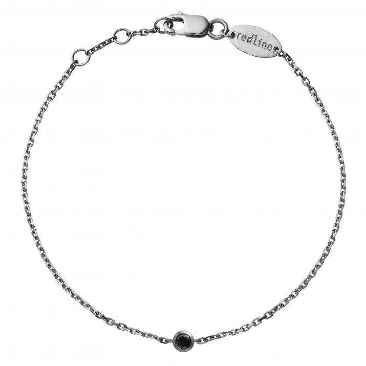 Bracelet chaîne avec diamant noir 0.10 carat en serti clos or noir - Redline - 0++