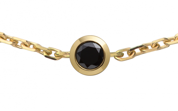 Bracelet homme chaîne avec diamant noir 0.10 carat en serti clos or jaune - Redline - 0++