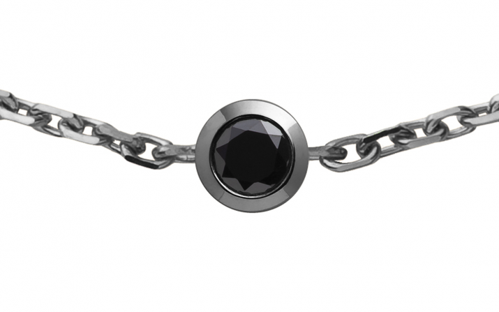 Bracelet homme chaîne avec diamant noir 0.10 carat en serti clos or noir - Redline - 0++