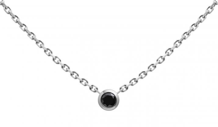 Collier chaîne avec diamant noir 0.10 carat en serti clos or blanc - Redline